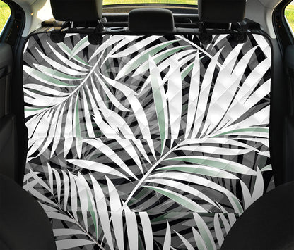 Black White Tropical Leaf Pattern Print Pet Car Back Seat Cover