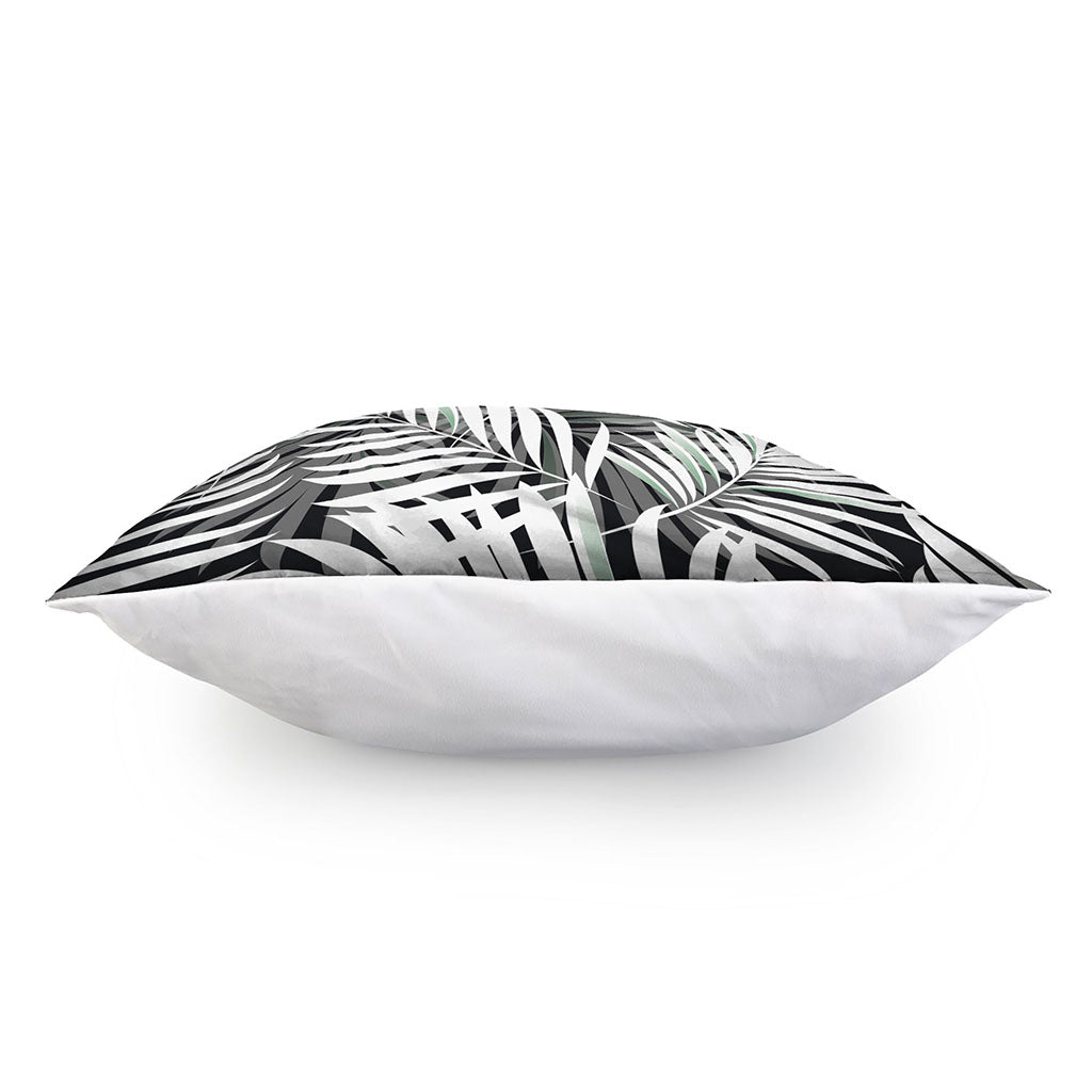Black White Tropical Leaf Pattern Print Pillow Cover