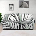 Black White Tropical Leaf Pattern Print Sofa Cover