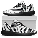 Black White Tropical Leaf Pattern Print Sport Shoes GearFrost