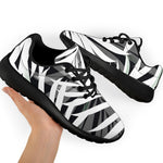 Black White Tropical Leaf Pattern Print Sport Shoes GearFrost