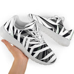 Black White Tropical Leaf Pattern Print Sport Shoes GearFrost