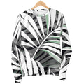 Black White Tropical Leaf Pattern Print Women's Crewneck Sweatshirt