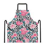 Black White Zebra Floral Pattern Print Apron