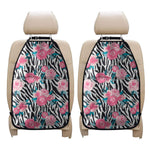 Black White Zebra Floral Pattern Print Car Seat Organizers
