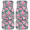 Black White Zebra Floral Pattern Print Front and Back Car Floor Mats