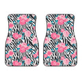 Black White Zebra Floral Pattern Print Front Car Floor Mats