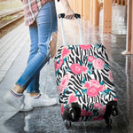 Black White Zebra Floral Pattern Print Luggage Cover GearFrost