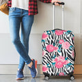 Black White Zebra Floral Pattern Print Luggage Cover