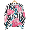 Black White Zebra Floral Pattern Print Men's Crewneck Sweatshirt GearFrost