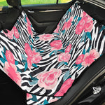 Black White Zebra Floral Pattern Print Pet Car Back Seat Cover