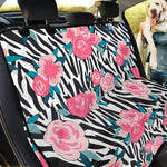 Black White Zebra Floral Pattern Print Pet Car Back Seat Cover