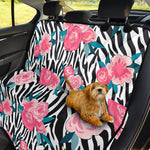 Black White Zebra Floral Pattern Print Pet Car Back Seat Cover