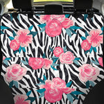 Black White Zebra Floral Pattern Print Pet Car Back Seat Cover