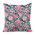 Black White Zebra Floral Pattern Print Pillow Cover