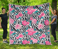 Black White Zebra Floral Pattern Print Quilt