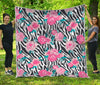 Black White Zebra Floral Pattern Print Quilt