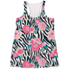 Black White Zebra Floral Pattern Print Women's Racerback Tank Top