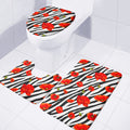 Black White Zebra Flower Pattern Print 3 Piece Bath Mat Set