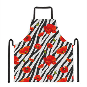 Black White Zebra Flower Pattern Print Apron