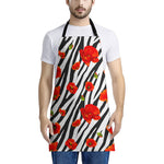 Black White Zebra Flower Pattern Print Apron