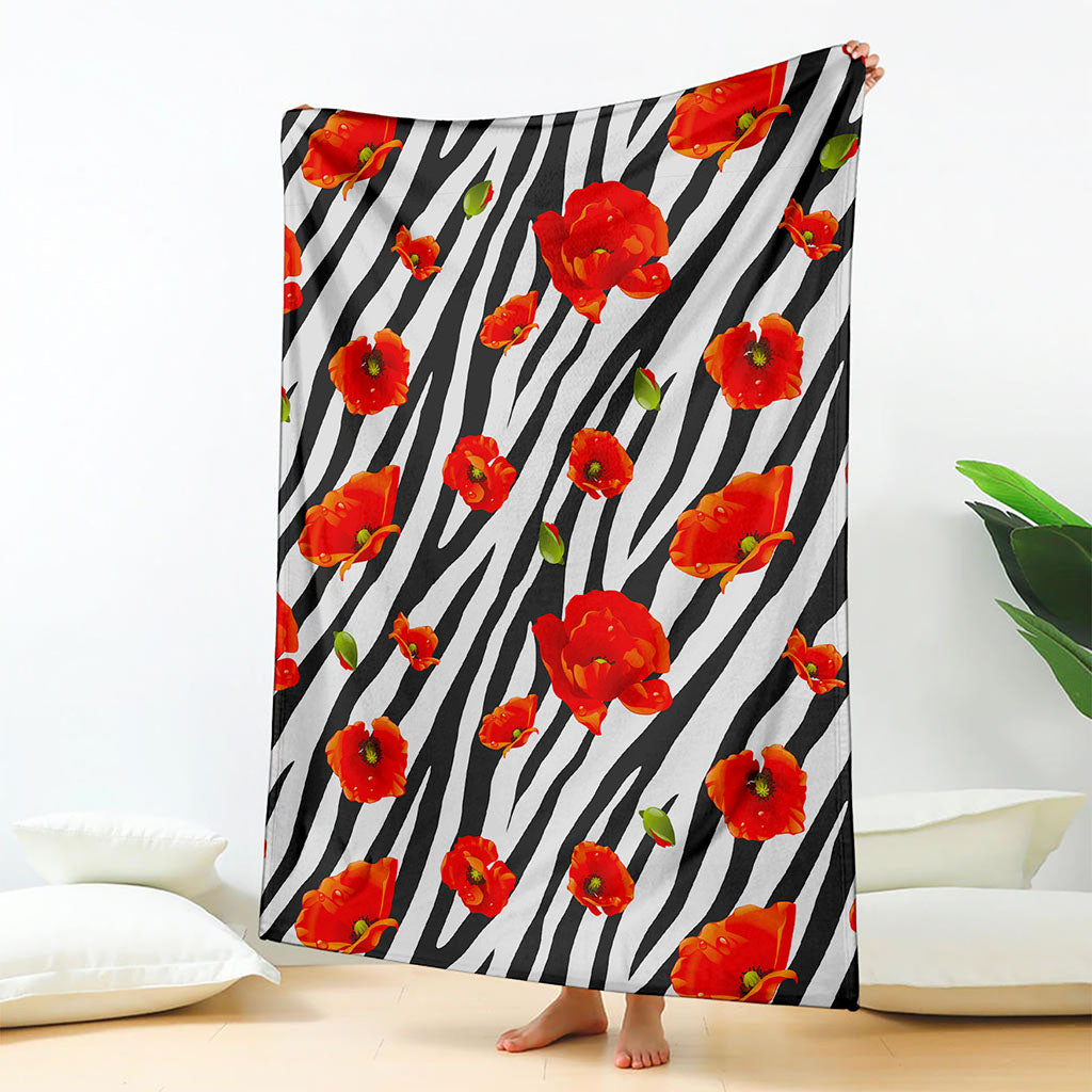 Black White Zebra Flower Pattern Print Blanket