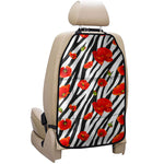 Black White Zebra Flower Pattern Print Car Seat Organizers