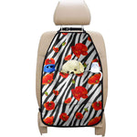 Black White Zebra Flower Pattern Print Car Seat Organizers