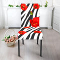 Black White Zebra Flower Pattern Print Dining Chair Slipcover