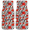 Black White Zebra Flower Pattern Print Front and Back Car Floor Mats