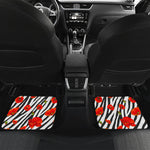 Black White Zebra Flower Pattern Print Front and Back Car Floor Mats