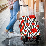 Black White Zebra Flower Pattern Print Luggage Cover GearFrost