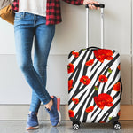 Black White Zebra Flower Pattern Print Luggage Cover GearFrost