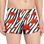 Black White Zebra Flower Pattern Print Men's Boxer Briefs