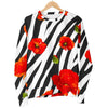 Black White Zebra Flower Pattern Print Men's Crewneck Sweatshirt GearFrost