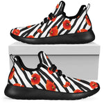 Black White Zebra Flower Pattern Print Mesh Knit Shoes GearFrost