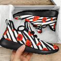 Black White Zebra Flower Pattern Print Mesh Knit Shoes
