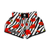 Black White Zebra Flower Pattern Print Muay Thai Boxing Shorts