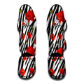 Black White Zebra Flower Pattern Print Muay Thai Shin Guards