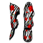 Black White Zebra Flower Pattern Print Muay Thai Shin Guard