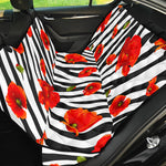 Black White Zebra Flower Pattern Print Pet Car Back Seat Cover