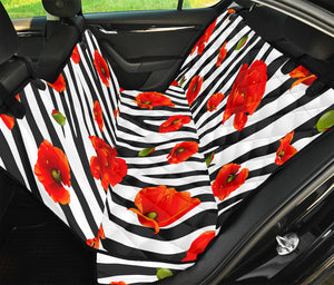 Black White Zebra Flower Pattern Print Pet Car Back Seat Cover