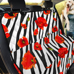 Black White Zebra Flower Pattern Print Pet Car Back Seat Cover