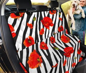 Black White Zebra Flower Pattern Print Pet Car Back Seat Cover