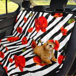 Black White Zebra Flower Pattern Print Pet Car Back Seat Cover