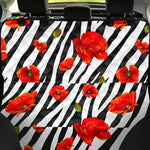 Black White Zebra Flower Pattern Print Pet Car Back Seat Cover