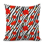 Black White Zebra Flower Pattern Print Pillow Cover