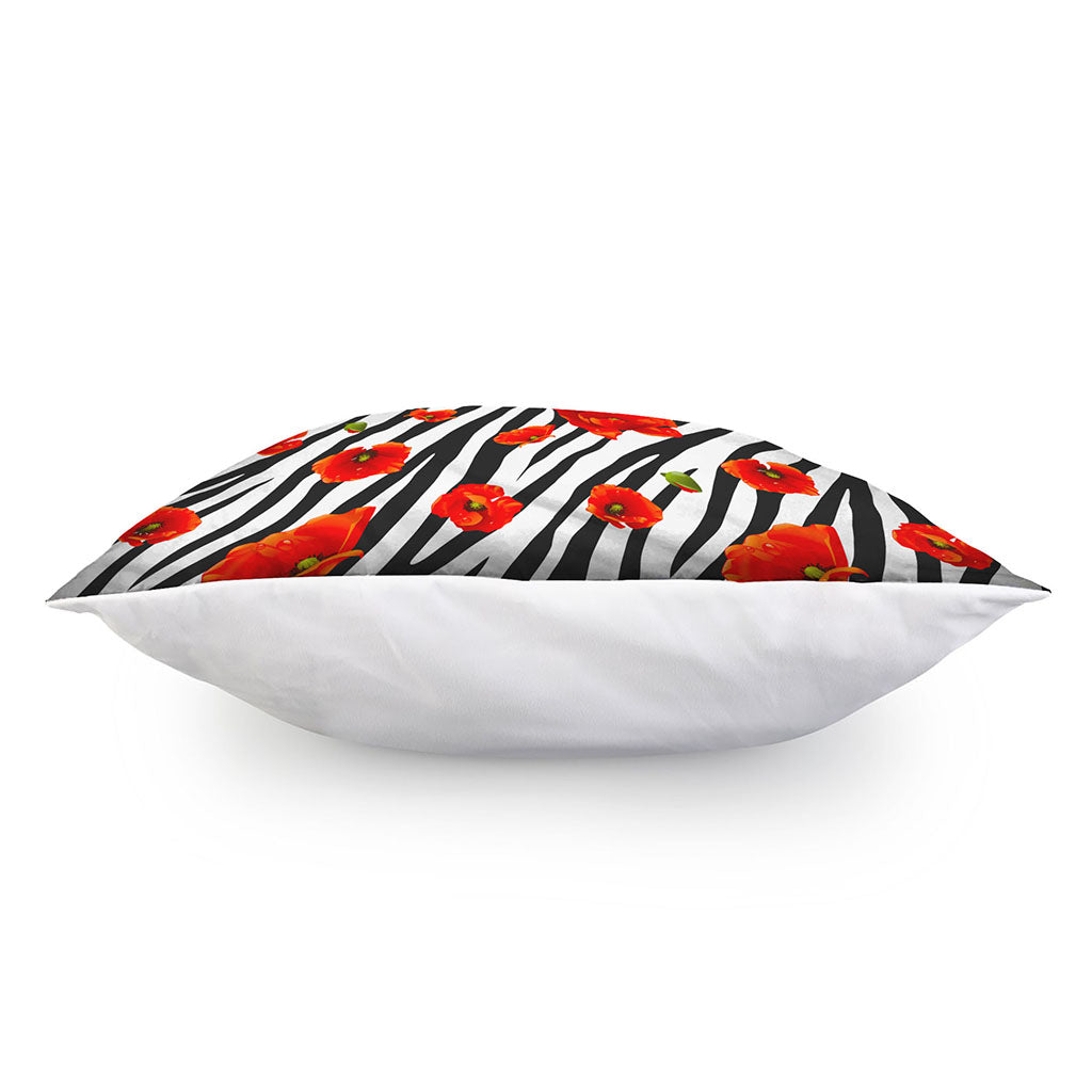 Black White Zebra Flower Pattern Print Pillow Cover