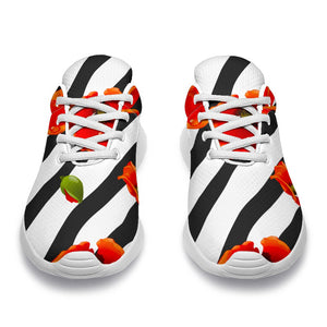 Black White Zebra Flower Pattern Print Sport Shoes GearFrost