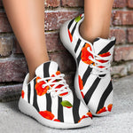 Black White Zebra Flower Pattern Print Sport Shoes GearFrost